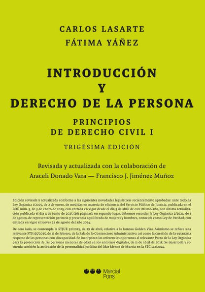 Principios de Derecho Civil. Tomo I. Introducción y Derecho de la persona. 30.ª ed.