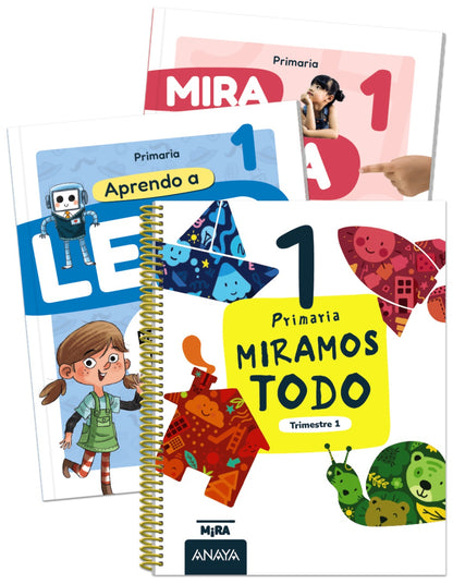 Miramos todo 1. Primer trimestre. + Aprendo a leer con Detectives del recreo + Mira, toca, siente... las mates 1