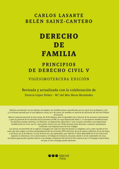 Principios de Derecho Civil. Tomo V. Derecho de familia. 23.ª ed.